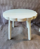 3 Piece Pottery Barn Kids White Flower Doll Table and Chair Set