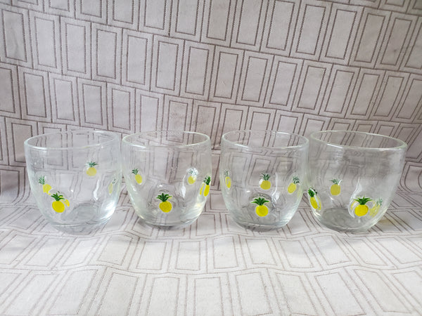 Set of 4 Anthropologie Hand Blown Pineapple Lowball Tumblers