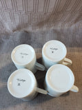 Set of 4 White Grapevine Mugs