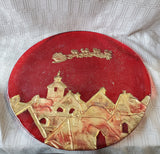 Red and Gold Glass Christmas Cookie Platter