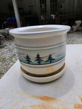 Glazed Pottery Planter w/Fixed Saucer