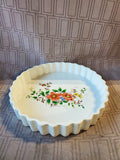 White Ceramic Floral Tart Pan