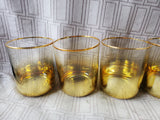 Set of 6 Clear Glass and Gold Toned Lowball Glasses