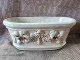 White Glazed Ceramic Oblong Planter