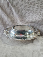 Silverplate Vegetable Serving Dish with Divided Glass Dish Insert