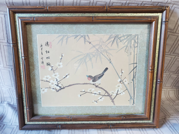 (A) Framed Asian Inspired Bird Print