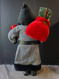 Tabletop Black and White Houndstooth Coat Santa Figurine