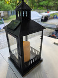 Black Metal Patio Lanter w/Solar Candle *UNTESTED