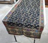 Black and Gold Toned Floral and Bird Motif Table Runner