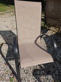 Grey and Tan Outdoor Chair, Aluminum Frame w/Mesh Seat