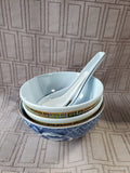 Lot of Assorted Asian Inspired Rice Bowls with Spoons