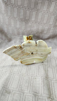 Carved Stone Flower Tapered Candle Holder