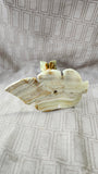 Carved Stone Flower Tapered Candle Holder