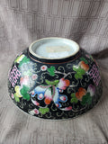 Asian Inspired Black Floral Decorative Bowl