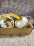 Set of 4 Capiz Shell Leaf Pattern Orbs UNOPENED