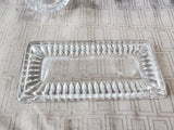 Heavy Clear Glass Creamer and Sugar Set with Serving Tray