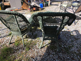 Green All Weather Wicker Chairs(2), Ottoman and Coffee Table