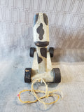Vintage Primitive Wooden Cow Pull Toy
