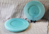 Set of 4 Aqua Blue Swirl Glass Dinner Plates