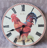 Round Red Rooster Wall Clock WORKS