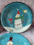 Set of 4 Certified International Snowman Dinner Plates