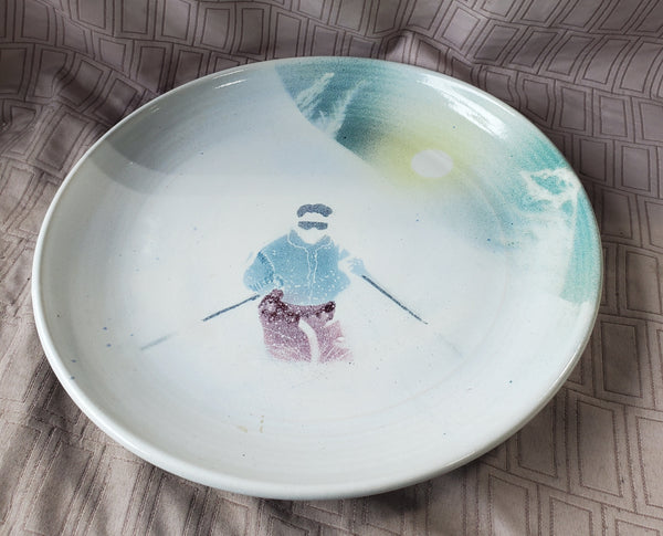 Signed Don Glasglow Pottery Ski Plate