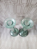 Pair of Green Glass Candlesticks