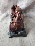 Asian Inspired Carved Wood Diety and Dragon Figurine with Stand
