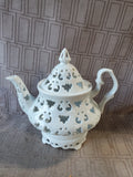 White Ceramic Lace Teapot Tealight Candle Holder