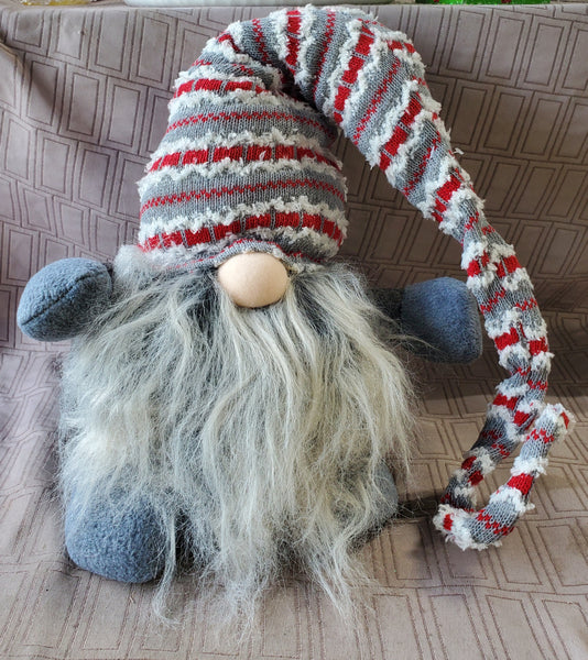 Stuffed Gnome with Posable Christmas Hat Doorstop