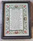 Framed "Teacher's Prayer" Cross-Stitch Sampler