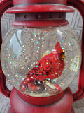 Cardinal Holiday Snowglobe Lantern WORKS