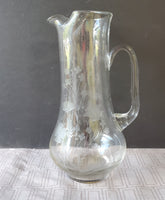 Etched Clear Glass Pitcher