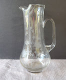 Etched Clear Glass Pitcher