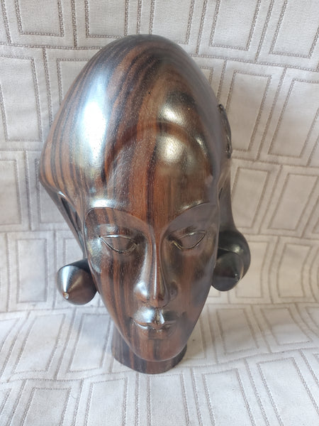 Carved Wooden Bust of Woman