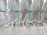 Set of 4 Made in Spain Green Glass Seahorse Goblets