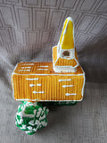 Vintage Hand Painted Church with Christmas Tree Figurine