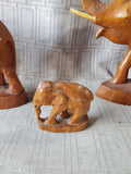 Set of 3 Carved Wood Elephant Figurines