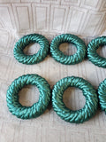 Set of 6 Round Green Fabric Napkin Rings