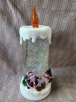 Santa and Snowman Candle Glitter Globe WORKS