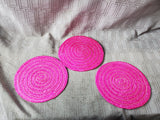 Lot of 3 Pink Woven Wine Bottle Coasters