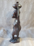 (C) Hand Carved Ebony Wood African Folk Art Statue