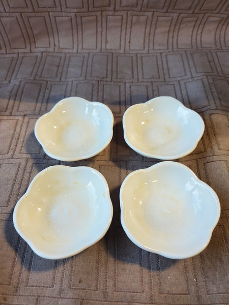 Set of 4 Crate & Barrel Porcelain Flower Sauce Dipping Bowls