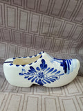 Hand Painted Blue and White Ceramic Dutch Shoe