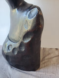 Heavy African Folk Art Dark Wood Woman Bust