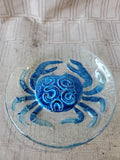 Small Decorative Fused Glass Crab Plate