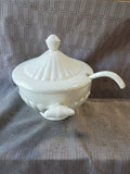 California Pottery White Soup Tureen with Ladle