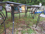 5-Piece Outdoor Dining Set, Aluminum Table w/Smoked Glass Top and Mesh Chairs *Read Description*