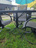 5-Piece Patio Dining Set, Classic Black Metal Table w/Swivel Chairs (Mesh Seats)