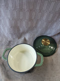 Smith & Clark Ironworks Cast Iron 1 Quart Green Dutch Oven